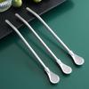 Eco-Friendly Stainless Steel Straw Spoon & Stirrer for Coffee, Milk Tea, and Juice