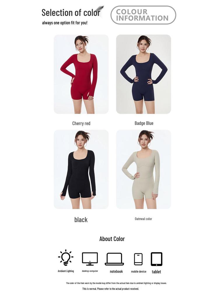 Women's European and American Style Long Sleeve Yoga Bodysuit - Sexy, Quick-Dry, Beautiful Back, Fitness and Dance Wear