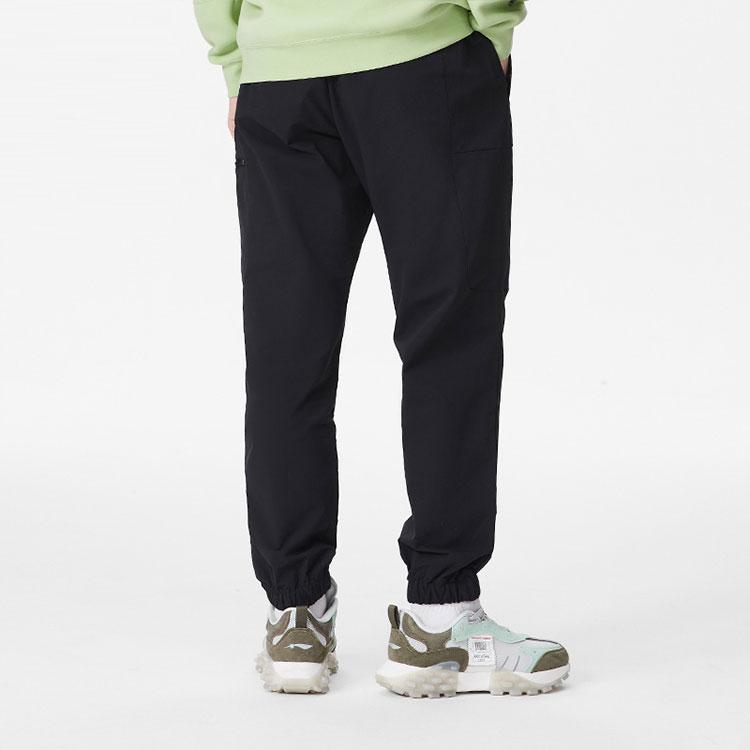 Li Ning Badfive Letter Print Knitted Solid Color Loose Cuff Sports Pants Men Bottoms Black AYKR551-2