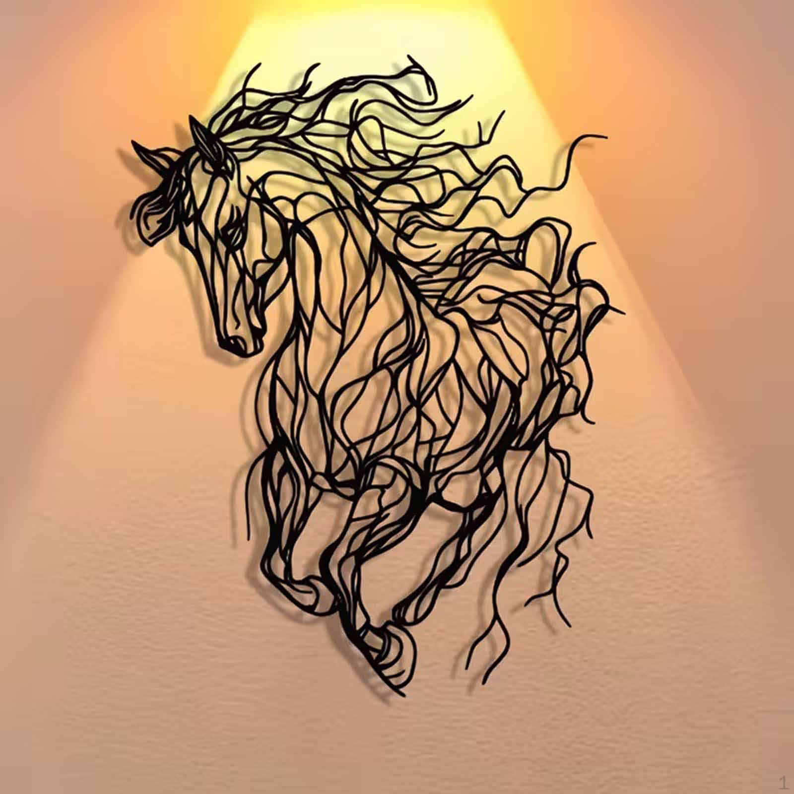 

Metal Horse Wall Art Decor Minimalist Black Line Display Animal Sculpture for Living Room