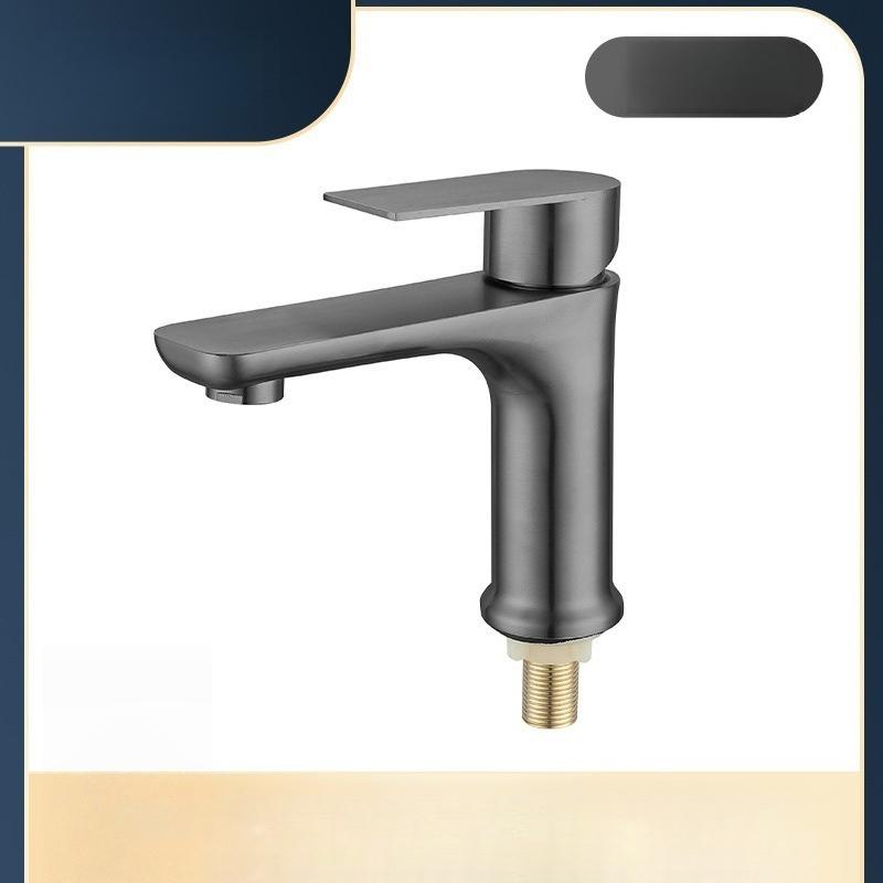 304 Stainless Steel Flat Single Cold Water Basin Faucet for Home Bathroom Countertop, Bathroom, Balcony Faucet