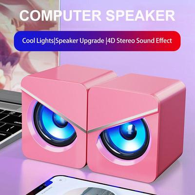 USB Powered Computer Speaker with LED Light - High-Fidelity Stereo Sound, Dual Speakers for Enhanced Audio Performance