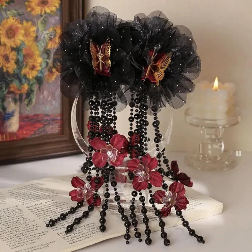 

Pearls Tassel Grasping Clip Bow Shark Clip Fashion Hairpin Grips Women чёрный