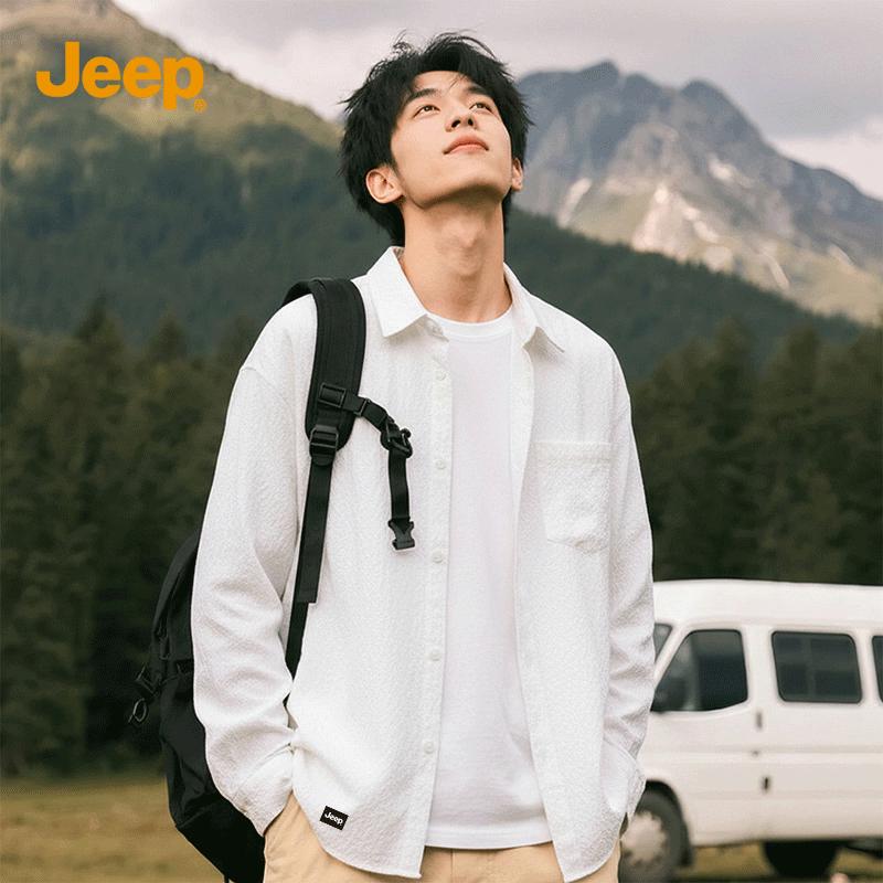 JEEP Men s Three-Proof Textured Seersucker Casual Shirt 4XL