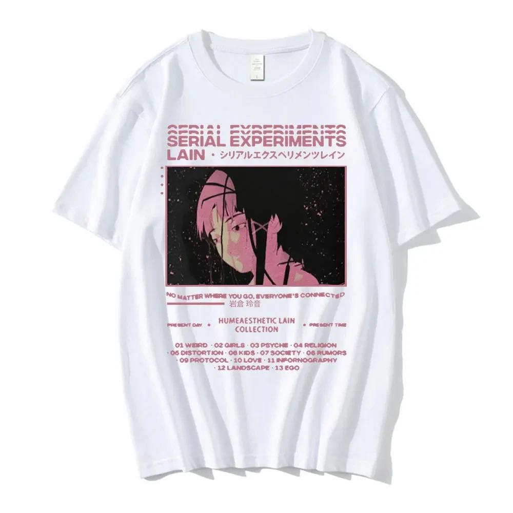 Serial Experiments Lain Gothic Manga Panels T-Shirt, Unisex Cyberpunk Anime Streetwear Tee, 100% Cotton Casual Short Sleeve Top