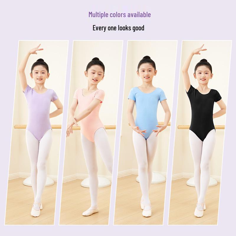 Children's Spring-Summer Ballet Skirt Bodysuit - Short Sleeve Dancewear for Girls