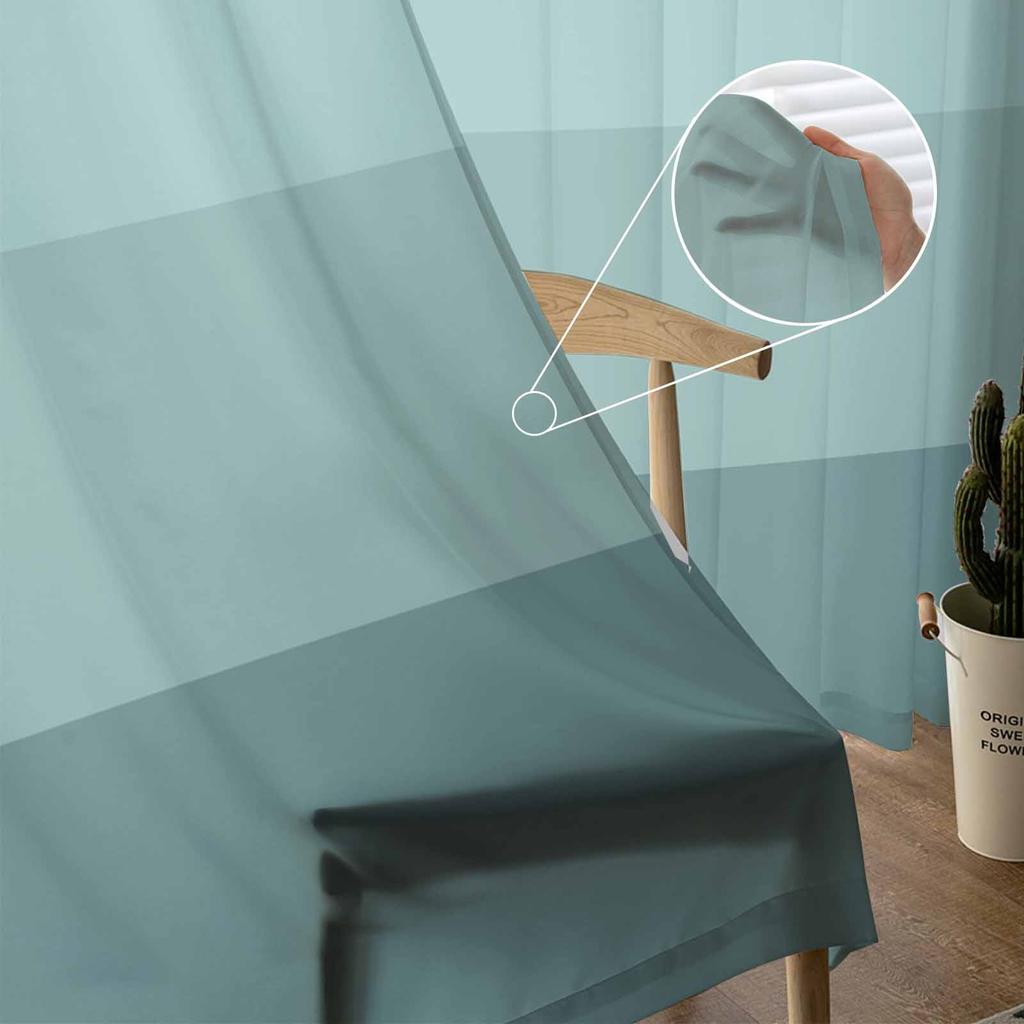 Randiga minimalistiska ljus vattenandgröna fönstertyllgardiner för vardagsrum sovrum hotell lyxdekoration skira gardiner