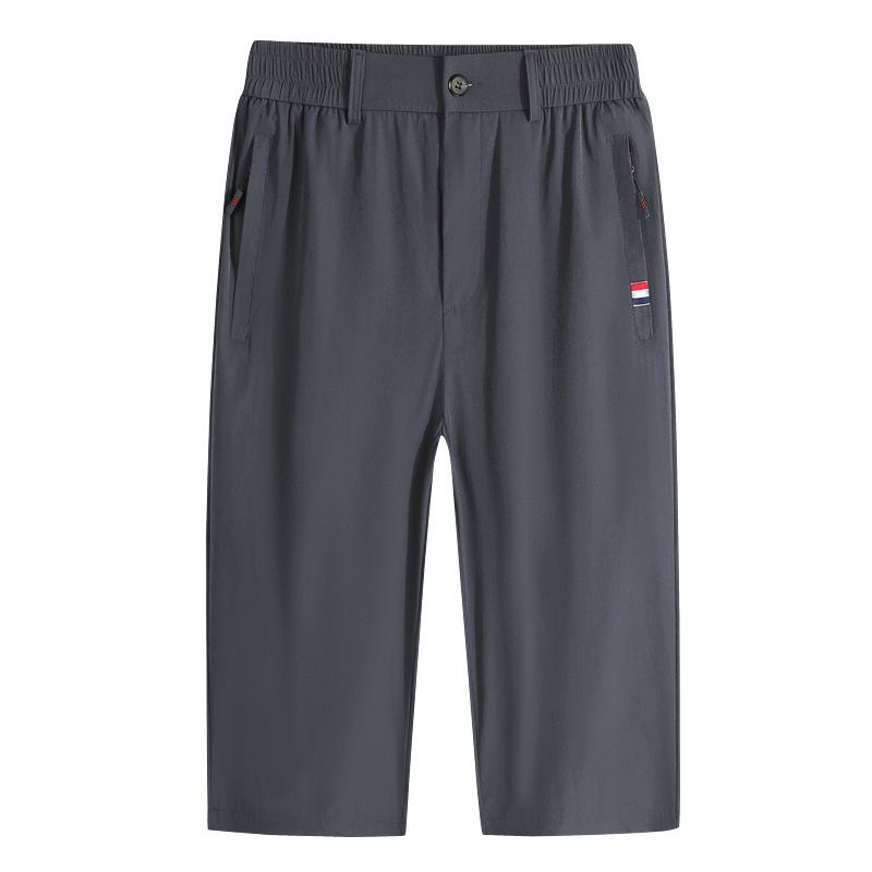 Summer New Cropped Pants Men's Large Size Loose Ice Silk Quick-drying Shorts Sports Beach Pants Mid-length Pants Breathable Pants
