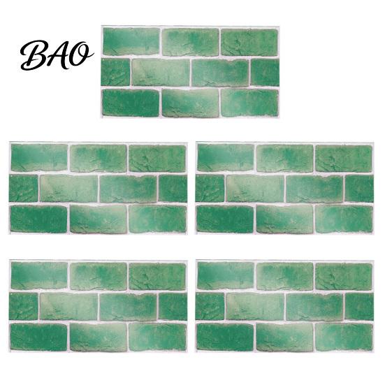 Retro Brick Pattern Wall Art 5Pcs Vintage Tile Stickers, Waterproof Oil?Proof Wallpaper, Peel Decorative Tiles for Home & Stick Backsplash