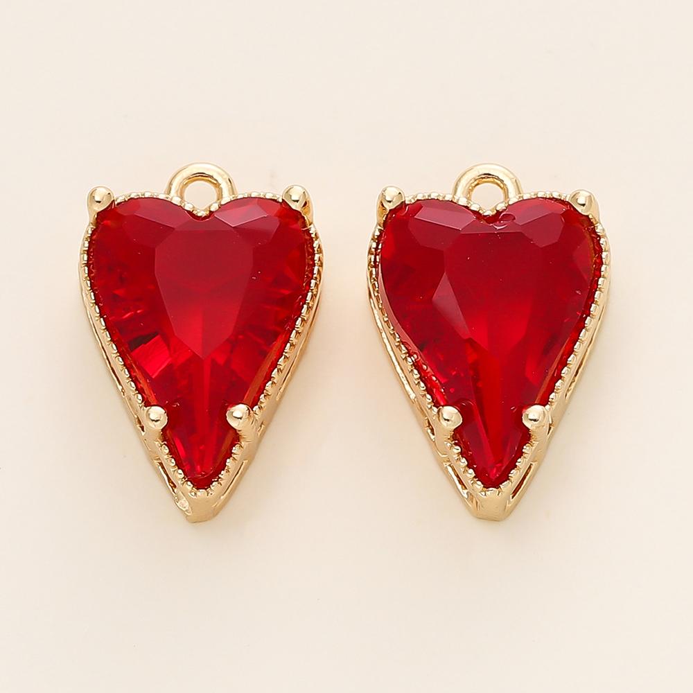 4/6Pcs 14/18K Gold Color Plated Zircon Single Hole Love Heart Double Hole Square Pendants For DIY Jewelry Making Findings