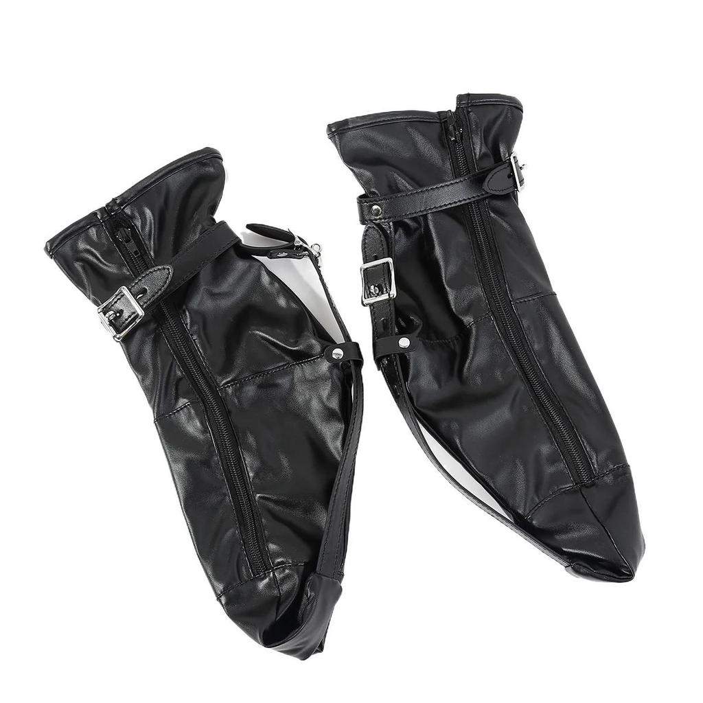 PU Leather Bondage Boot Covers Pointed Toe Leg Restraint BDSM Role Play Slave Boots Adjustable Buckle Strap Adult Sex Toy