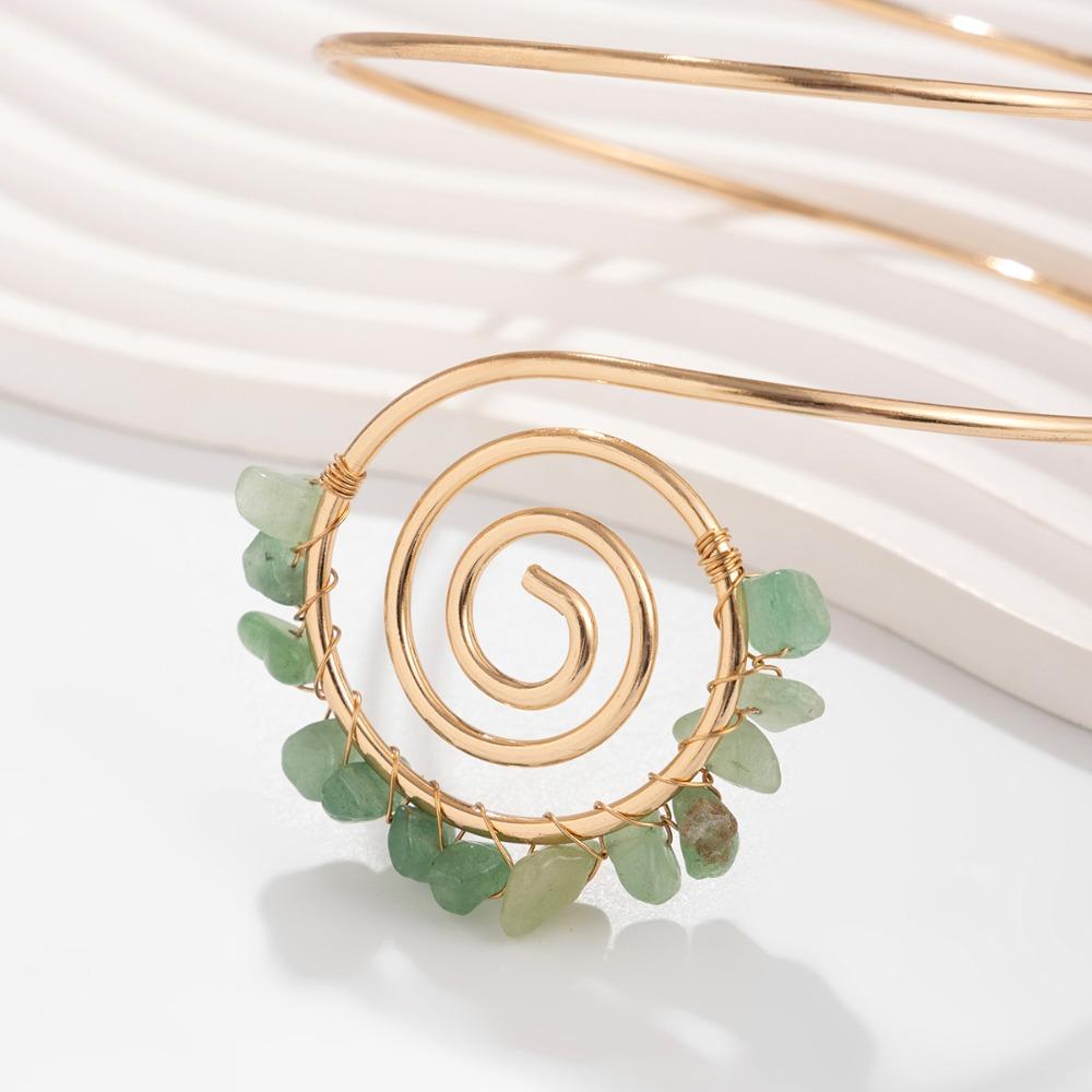 Adjustable Open Irregular Stones Arm Cuff Bracelets Spiral Upper Arm Bracelet Arm Accessories