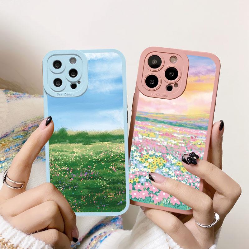 Field Flower Jungle Fresh Scenery Phone Case For iphone 14 11 12 13 Pro Max 7 8 Plus SE 2020 X XR XS Soft Silicone Cover Fundas