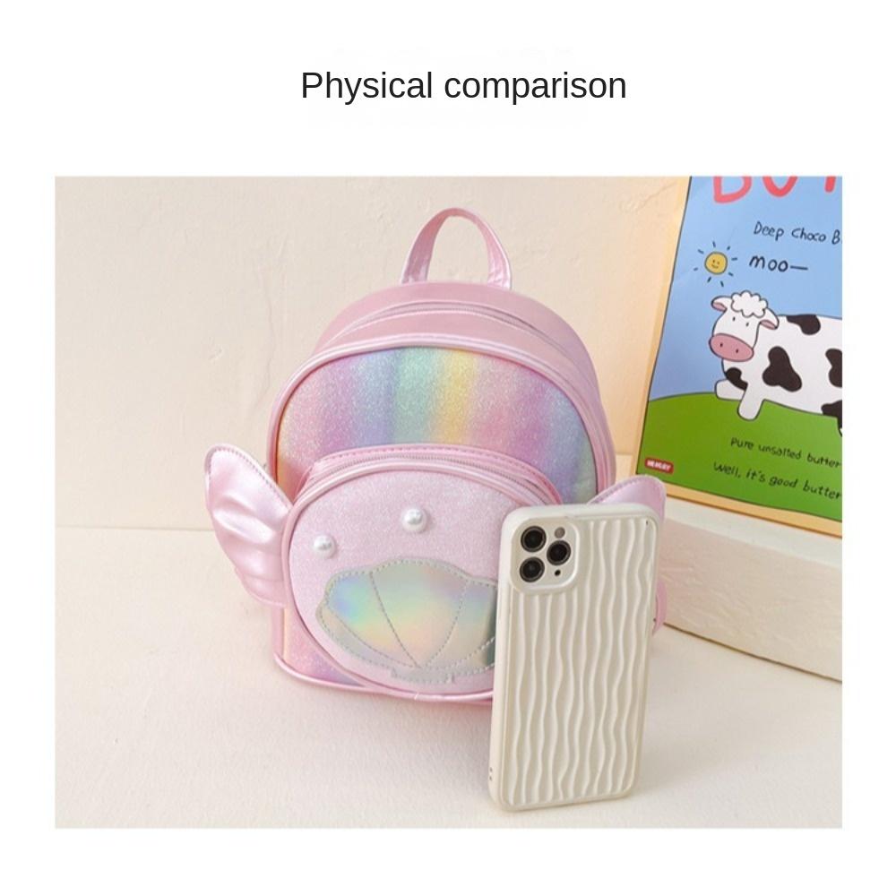 Princess Style Small Backpack For Girls Angel Wings Cartoon Laser Bag Pearl Seashell Decorated Schoolbag