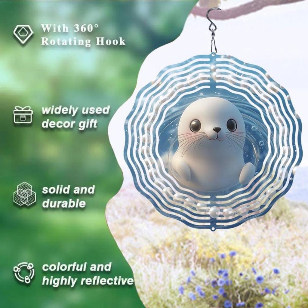 Classic Pearl Seal Pattern Metal Wind Chime Outdoor Hanging Decor Kinetic Wind Spinner Christmas Thanksgiving Holiday Gift for Home Garden