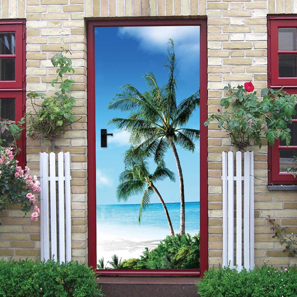 3D Forest Scenery Door Sticker - Removable Vinyl Mural, Nature Pathway Adhesive Door Wallpaper for Home Decor