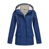 Women's Long Sleeve Hooded Jacket Solid Color Zip Up Fleece Lined Water Resistant Windbreaker Outerwear Coat