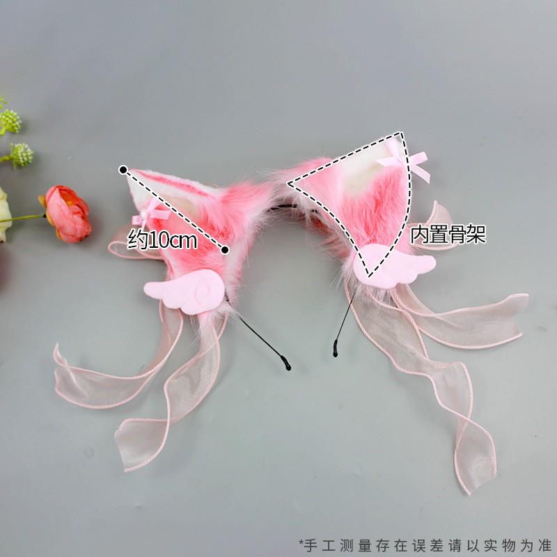 Handmade Sweet Lolita Fox Ear Headband With Bow Hair Clip Plush Animal Ears Accessory Women Girls