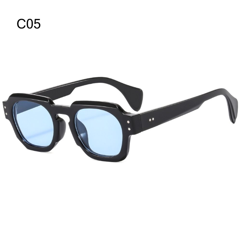 Trendy Punk Women's Square Sunglasses UV400 Protection Y2K Small Shades Rivets Sun Glasses for Beach/Travel/Streetwear