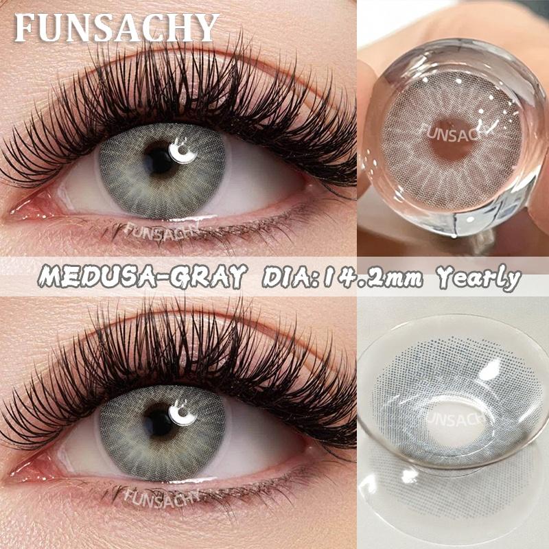 FUNSACHY 1 Pair Korean Lenses Colored Contact Lenses for Eyes Natural Round Black Brown Lens Beautiful Pupil Color Eye Contacts