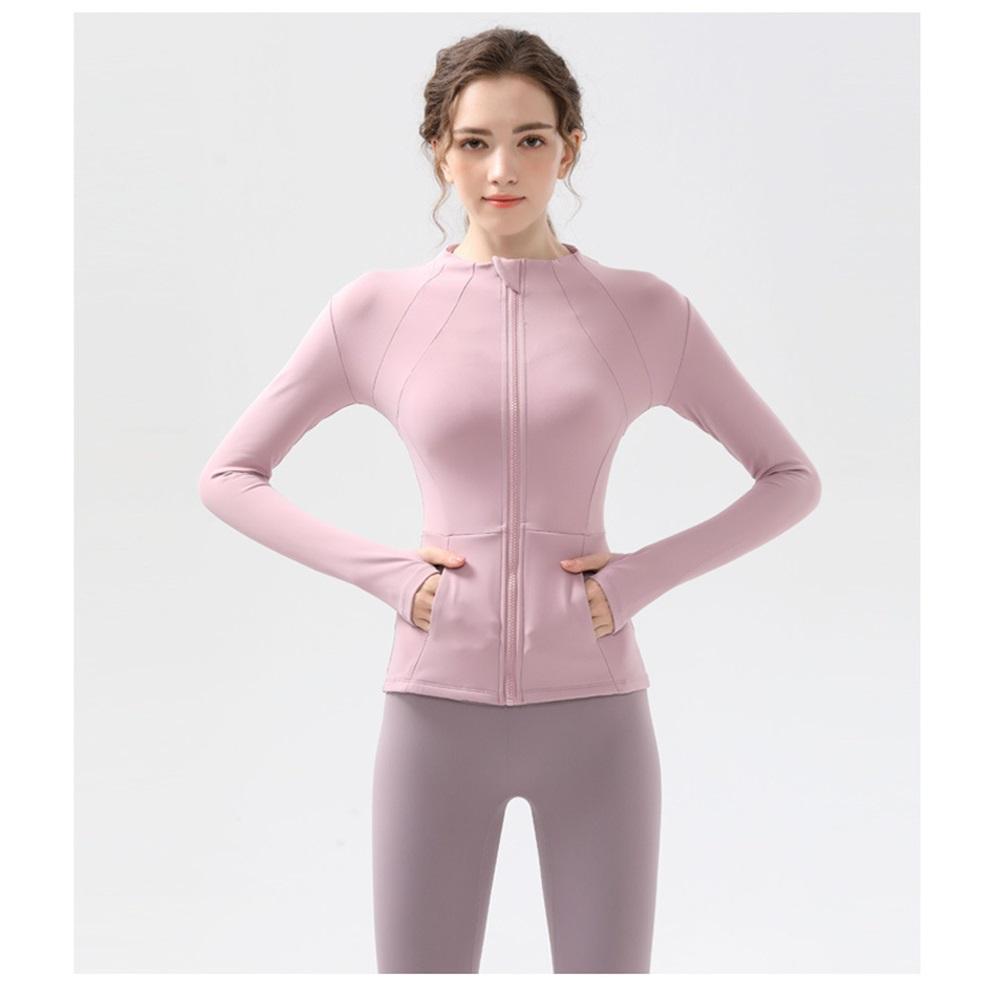 New Style, Fleece-lined Sports Fitness Yoga Jacket With A Stand Collar, Zipper, Quick-dry, Breathable, Running, Long-sleeved, Slim-fitting Outerwear
