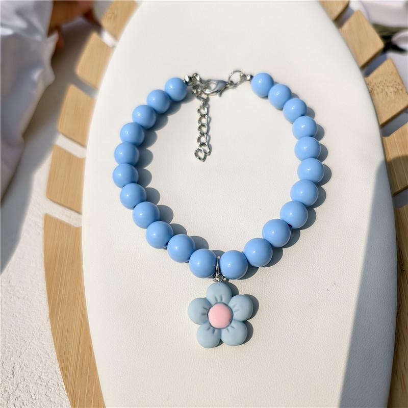 Macaron color matching pet necklace cat dog necklace Hyunya flower pendant small dog kitten collar neck jewelry