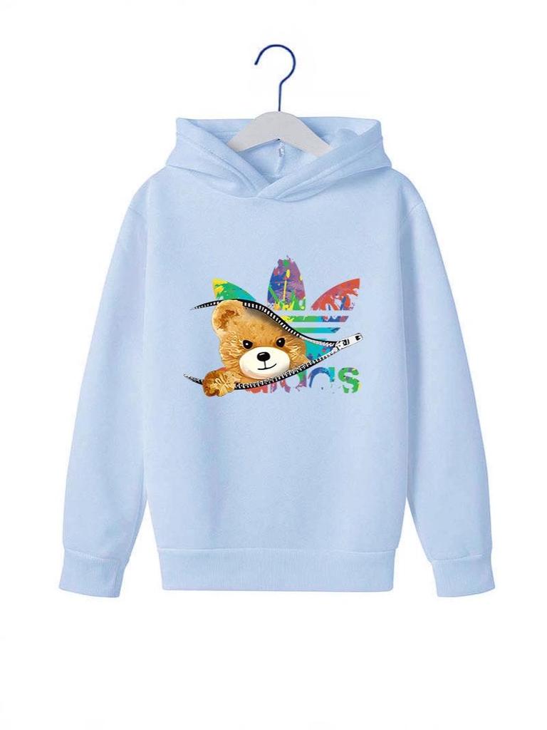 Unisex Autumn Plus Velvet Printed Hoodie - Casual Versatile Outerwear for Men, Women, and Children