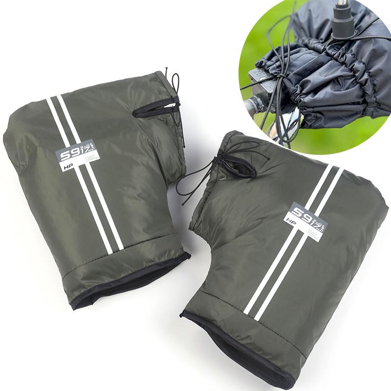 Electric Bicycle Winter Handlebar Cover: Waterproof, Windproof, Thick Fleece Gloves for Cold-Proof Riding