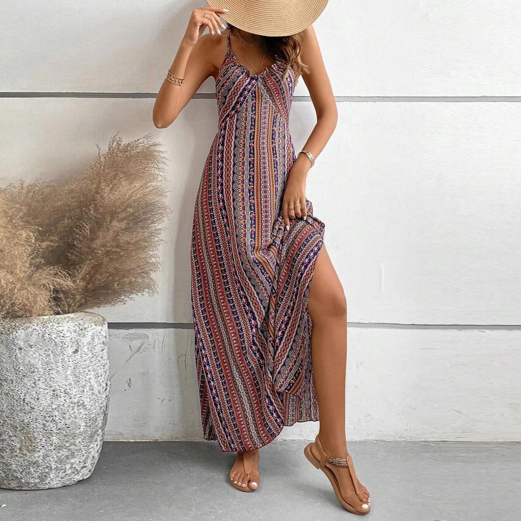 Women Casual Sleeveless Summer Dresses Spring Patchwork Boho Floral Cocktail Party Dress
