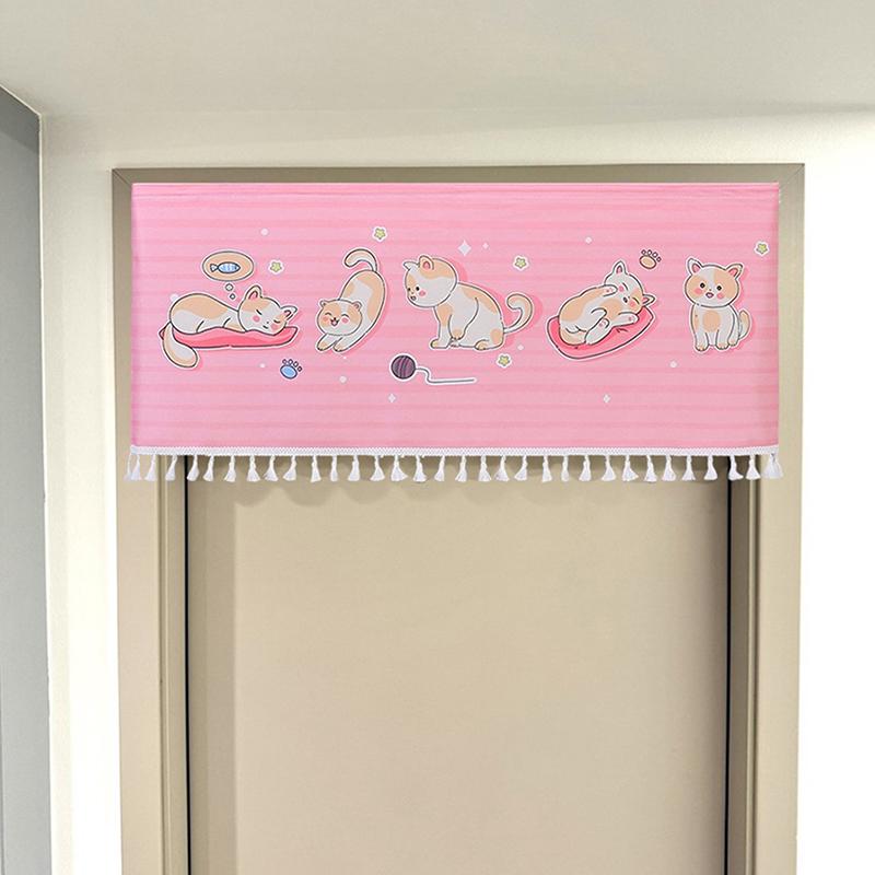 Cartoon Animal Door Curtain With Tassels Self-adhesive Partition Curtains For Bedroom, Bathroom & Home Decor, Privacy Dust Proof