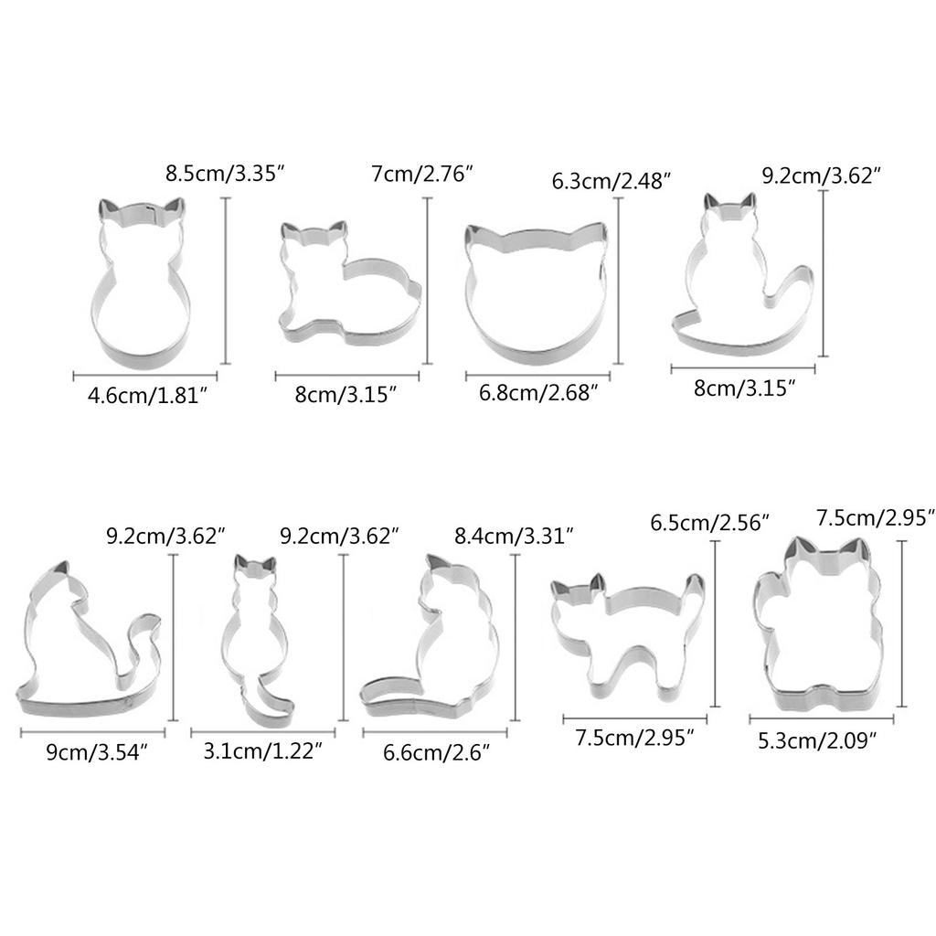9Pcs Cute Cartoon Cat Biscuit Mold Cookie Stamps Fondant Biscuit Pastry Cookie Cutters for DIY Pastry Cake Baking