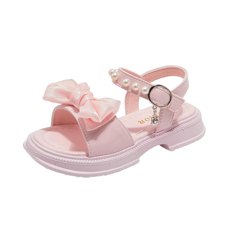 Princess shoes for girls2026New Summer Fashionable Children's Shoes, Little Girl's Pearl Sandals with Bowknot, Soft Sole
