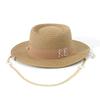 Fashionable Metal Letter Straw Hats for Women Men Summer Outdoor Holidays Beach Sun Hat Panama Hat