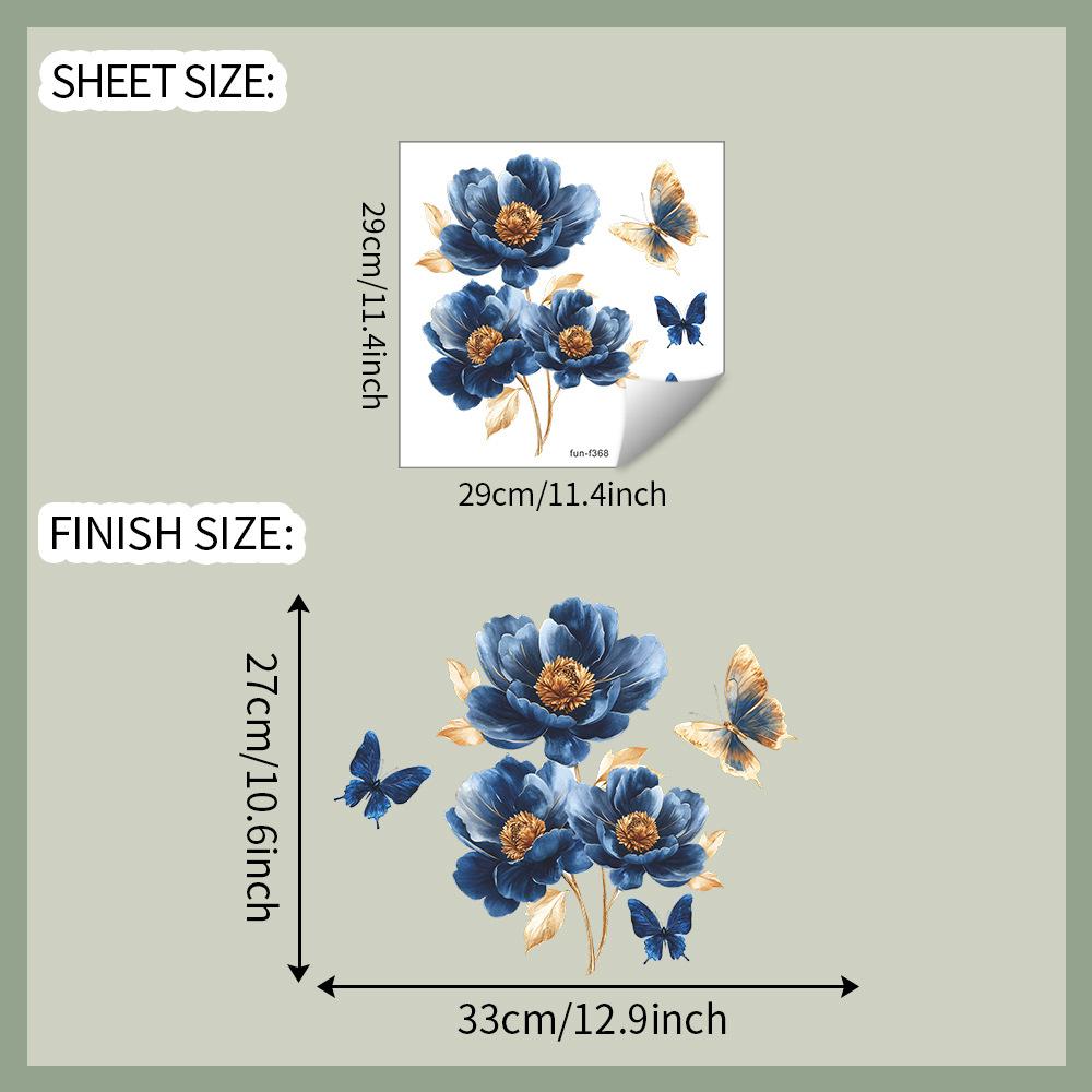 

Синий Цветок Бабочка Спальня Гостиная Прихожая Дом Фон Украшение Наклейки на Стену