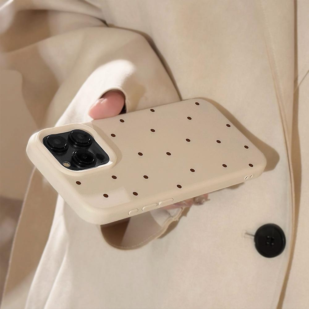 Ins Polka Dot Puppy Bracket Applies To Apple 16pro Max Mobile Phone Case Iphone17 Cartoon Lanyard 13 Soft 15