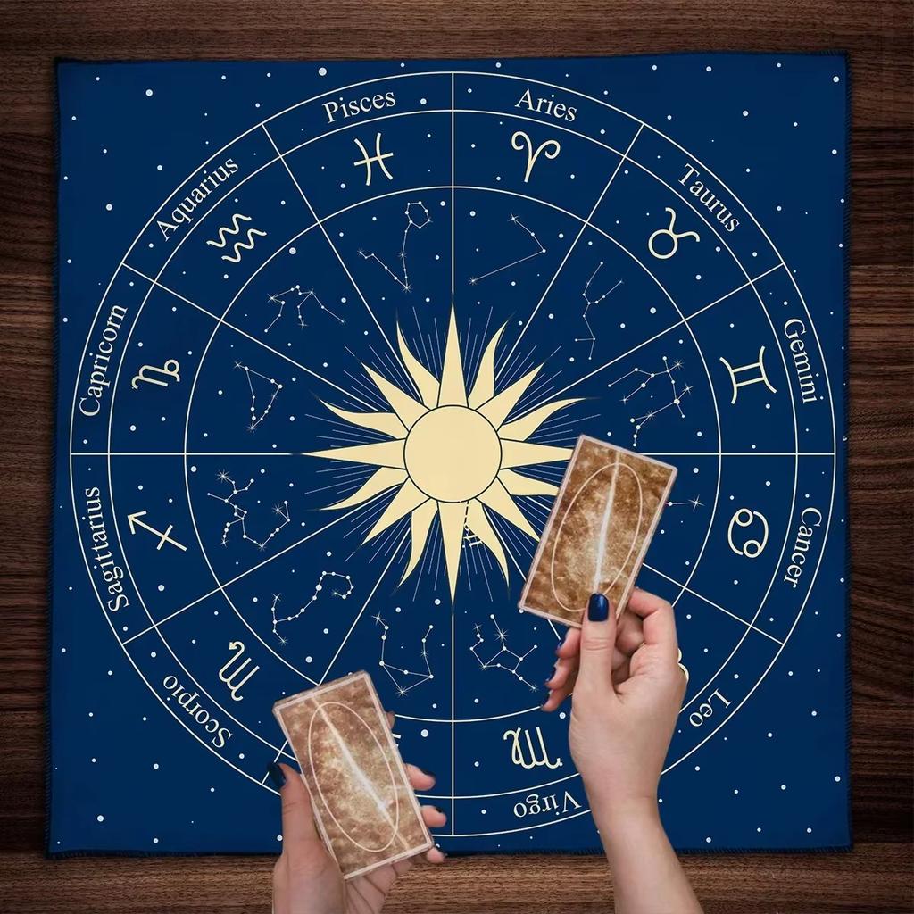 Astrology Zodiac Sun Tablecloth Celestial Star Horoscope Altar Cloth Witchcraft Pagan Ritual Mat Spiritual Home Decor For Board