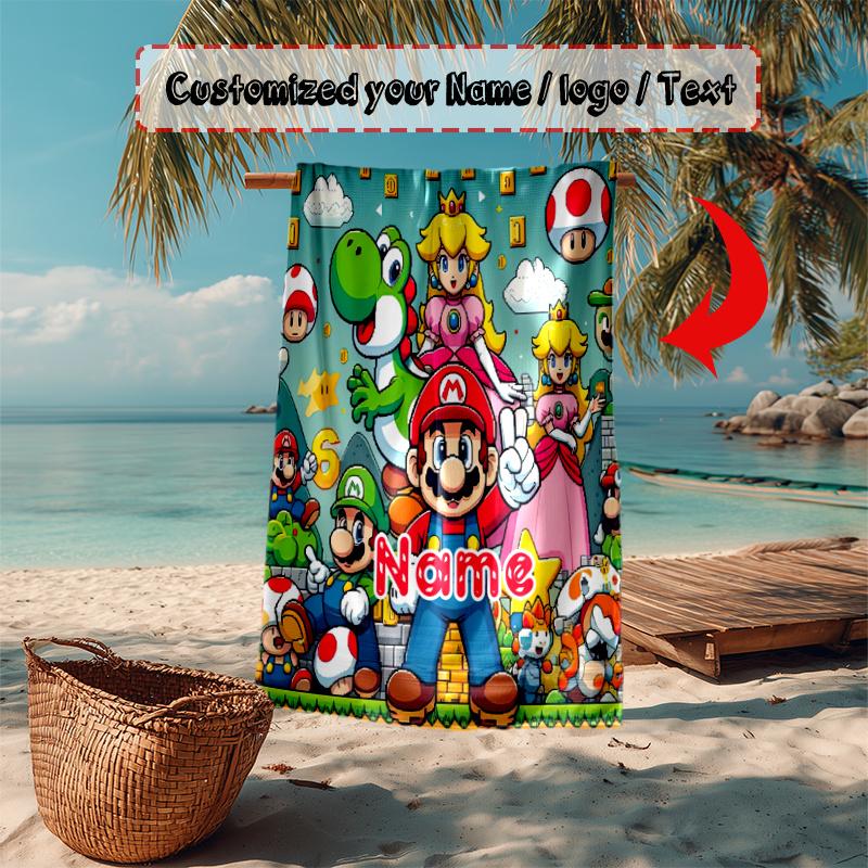 Mario Luigi Custom Name Soft Beach Towel Outdoor Vacation Beach Towel Outdoor Blanket Beach Towel Portable For Travel Beach