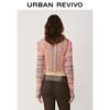UR 2025 Autumn Multicolor Woven Texture Tie-Waist Knitted Cardigan