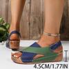 Damen Zweifarbige Keilsandalen - Offene Zehenpartie, Dicke Hohe Absätze, Party- und Freizeit-Ausflüge, Strandschuhe | Strapazierfähige TPR-Sohle, Damen-Sandalen
