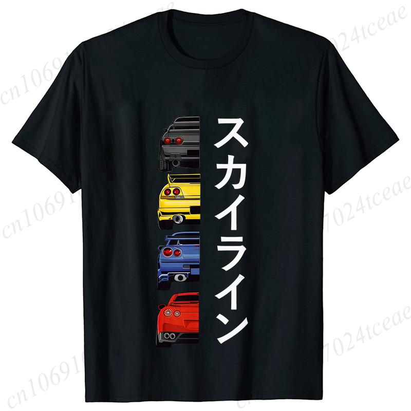 New Fashion Tees Shirt Short Sleeve Men Women Clothing Crewneck Loose Tops Japanese Car Drift Race Car R35 Graphics T-shirts