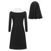 Girls Nun Halloween Costume Long Sleeve Contrast Color Stretch Dress Matching Nun Hat Accessory Set