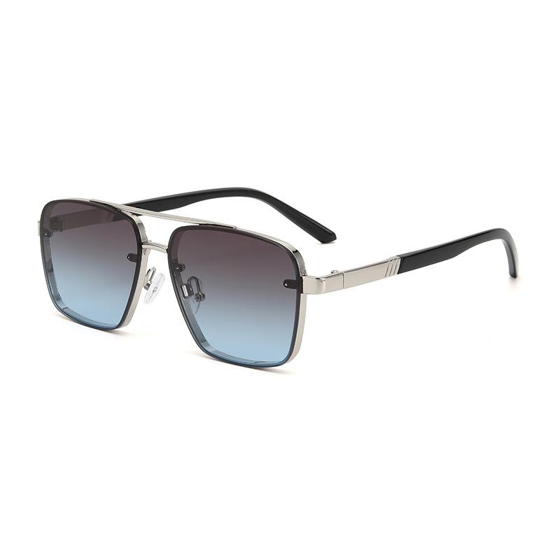New Retro Metal Large Square Sunglasses, European and American Trend Marine Sunglasses, Fashion Double Beam Sunglasses