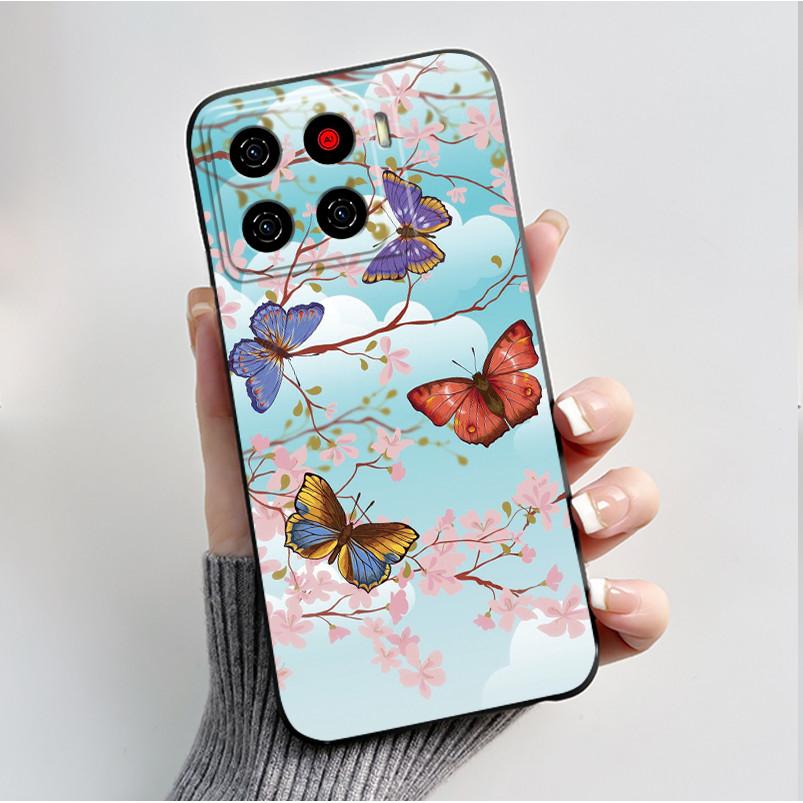 Printing Pattern Case For ZTE Blade A56 Z2473 Nubia A56 Soft Silicone Black Shell Cover For Blade A56 Pro Cute Flower Casing