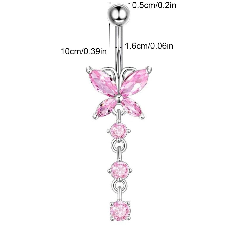 Butterfly Zircon Navel Ring Rhinestone Belly Button Ring Body Piercing Jewelry  Party Decoration