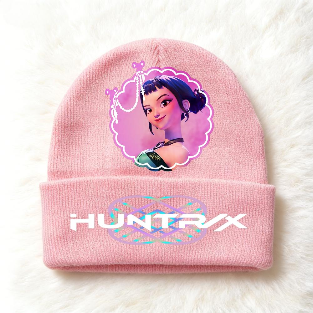 Berretto lavorato a maglia per bambini con stampa Anime Kpop Demon Hunters, Filato di lana, Stagione autunnale, Stagione fredda, Cappello alla moda per bambini, Copricapo, Abbigliamento