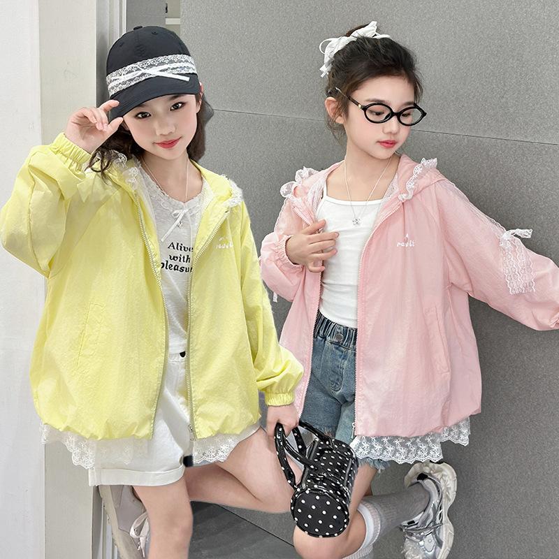 Girls Kids Lightweight Breathable Hooded Sun Protection Jacket Outerwear
