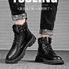 Mode Frühling Herren Lederstiefel Mode Motorrad High Top Plateau Stiefeletten Outdoor Wasserdicht Rutschfest Freizeitschuh Bota Masculina