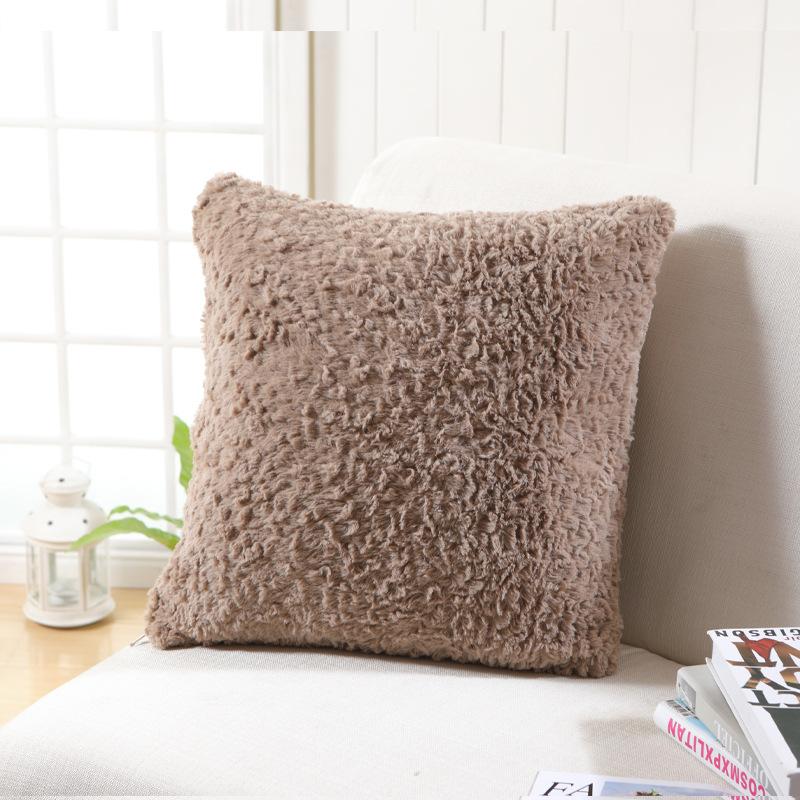 Solid Color Textured Plush Pillow Cover, Soft Faux Fur Sofa Cushion Case