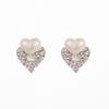 Metal Wing Heart Imitation Pearl Geometry Stud Earrings For Women Jewelry Simple Wedding Christmas Girl Gift Jewelry
