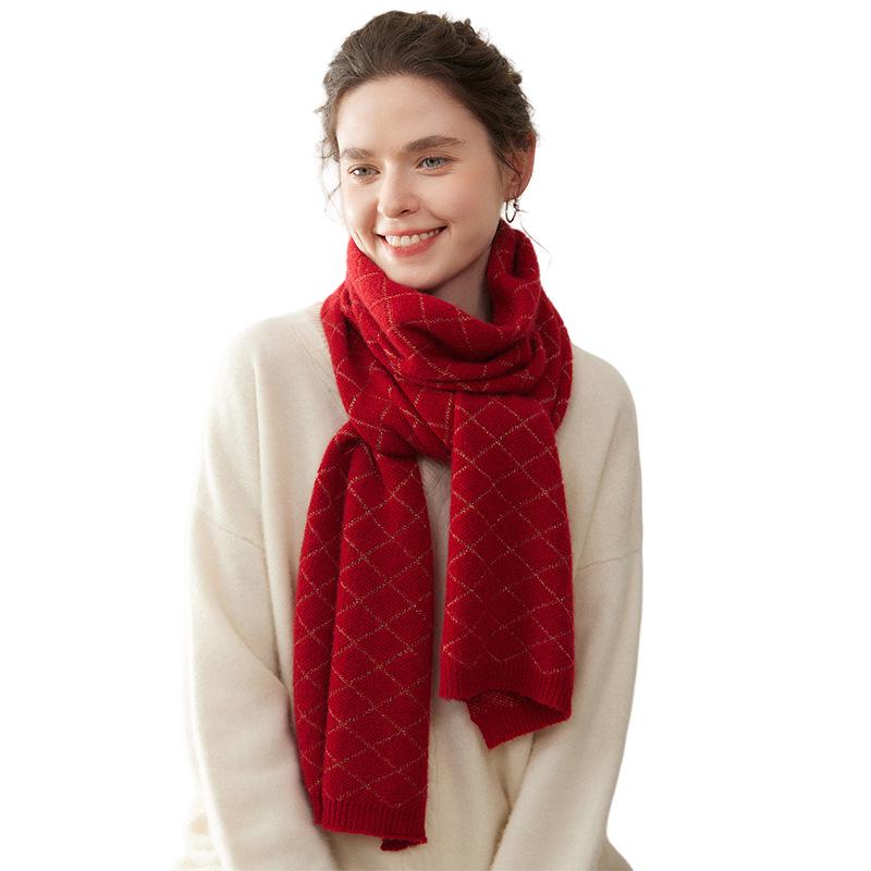 Damen 100% Reines Kaschmir-Schal - Modischer Unifarbener, Warmer Gestrickter Nackenschal für Herbst und Winter